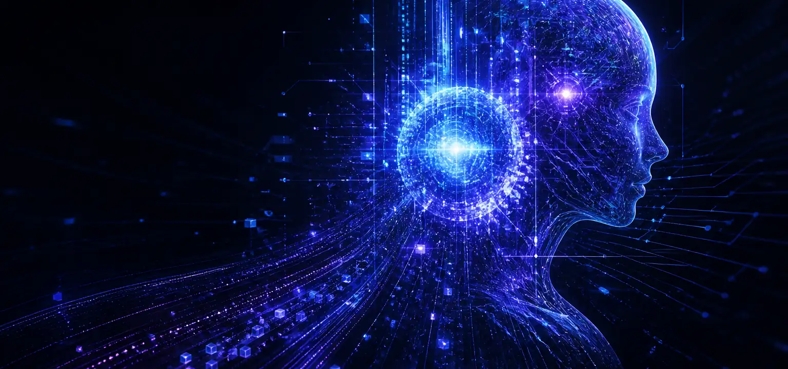 Luminous artificial intelligence made from digital code